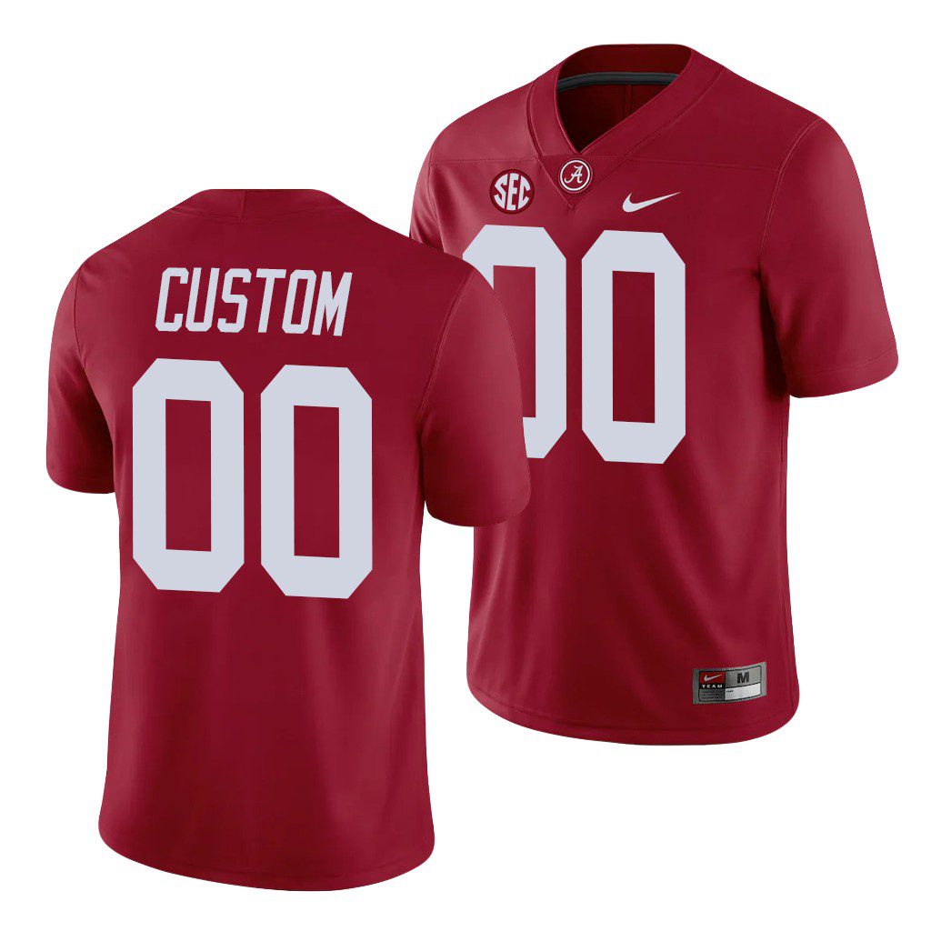 Men's Alabama Crimson Tide Custom #00 Crimson Game NCAA College Football Jersey